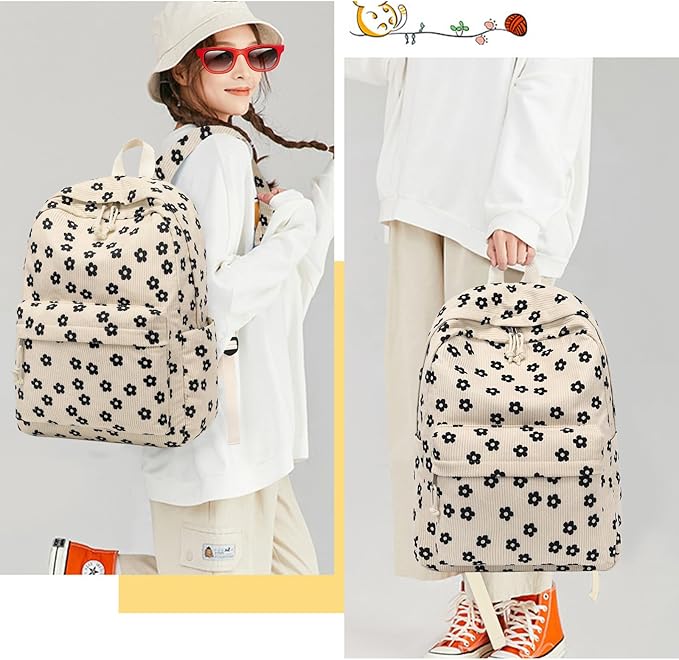 Bluboon School Backpack for Teen Girls Bookbags Elementary High School Corduroy Laptop Bags Women Travel Daypacks