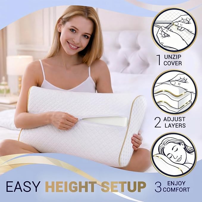 Royal Therapy King Memory Foam Pillows 2-Pack – Ergonomic Cervical Pillow for Neck and Shoulder Pain – Medium Firm Contour Pillow for Side, Back, and Stomach Sleepers – CertiPUR-US Certified