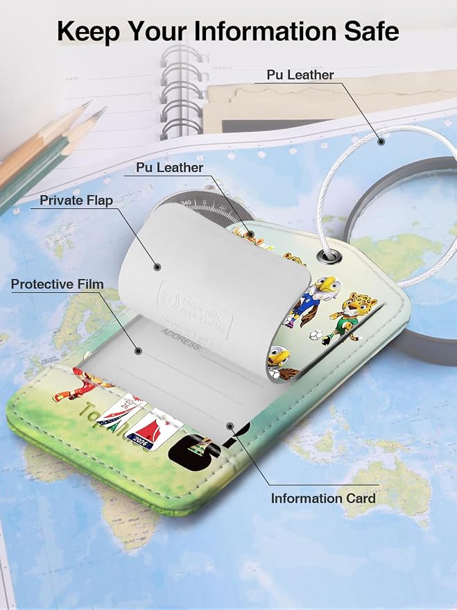 TopMade Smart Luggage Tag with Find My, Premium Leather Luggage Tags for Suitcase, Travel Bags, Backpacks, Anti-Lost Suitcase Tag Tracker for Travel with Privacy Name Card, Rechargeable