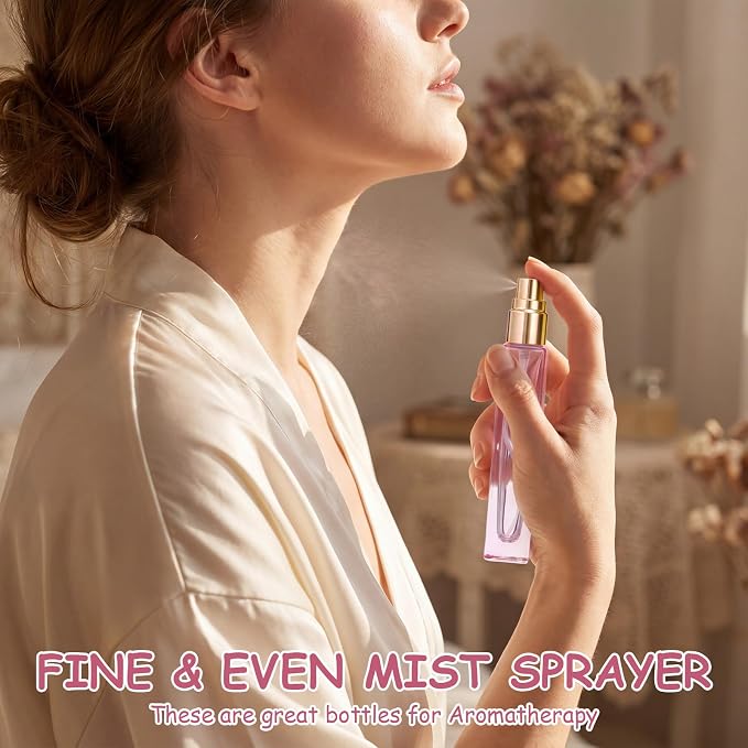 36 Pcs Glass Refillable Perfume Bottle Bulk 10ml Portable Travel Perfume Atomizer Refillable Empty Atomizer Sprayer Small Spray Bottles for Cologne Dispenser(Pink, Transparent)