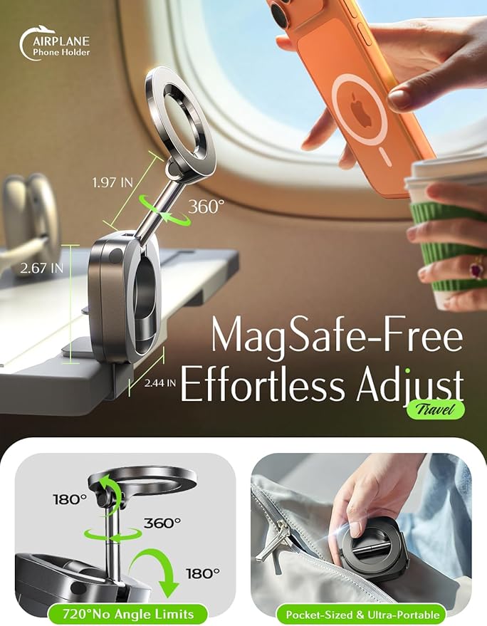 LISEN Airplane Travel Essentials for Women Men Phone Holder Cruise Must Haves International Europe Essentials Travel Size MagSafe Phone Accessories Airplane Gadgets Men Long Flight Easter Gifts