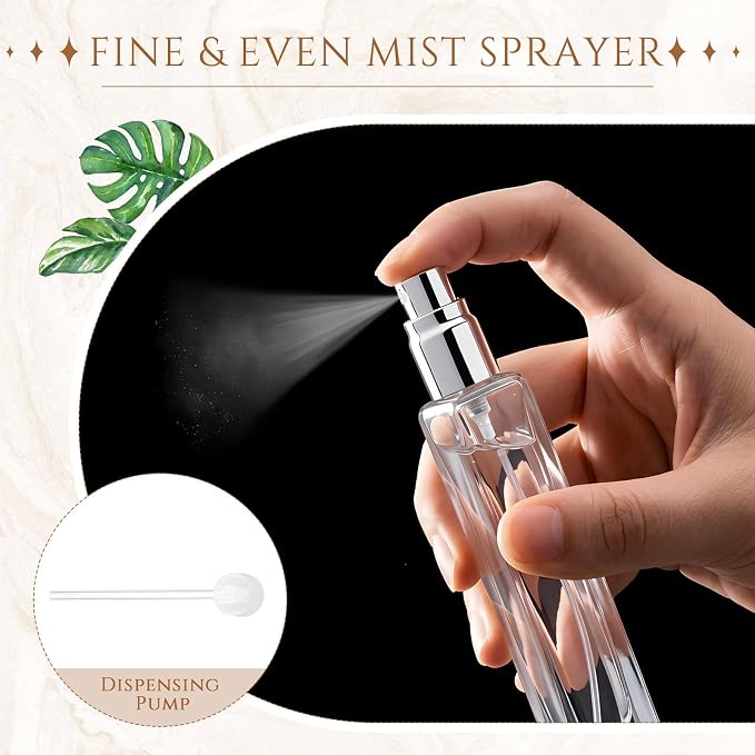 Domensi 20 Pcs 10/15/20/30 ml Perfume Travel Refillable Glass Bottles Spray Bottle Perfume Atomizer for Cologne Dispenser Leak-proof Fragrance Bottles Atomizer Pump Kit (10 ml,Dark Wood Color)