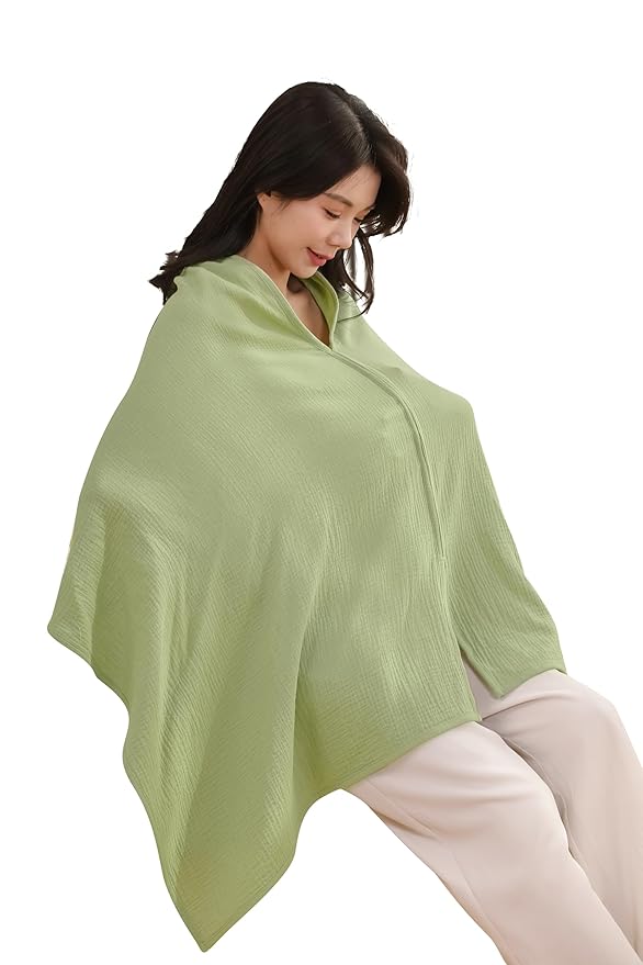 TADO MUSLIN 2-Pack Nursing Covers for Breastfeeding, 100% Organic Cotton Muslin Nursing Cover for Mom, Soft Breathable Breastfeeding Cover, Full Privacy Cover for Nursing, Regular Coverage Green