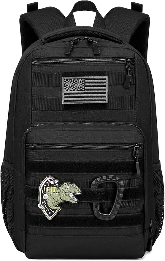 Kids Tactical Backpack Army Molle Bookbag Military Boys Backpack for School, Outdoor, Camping, Black