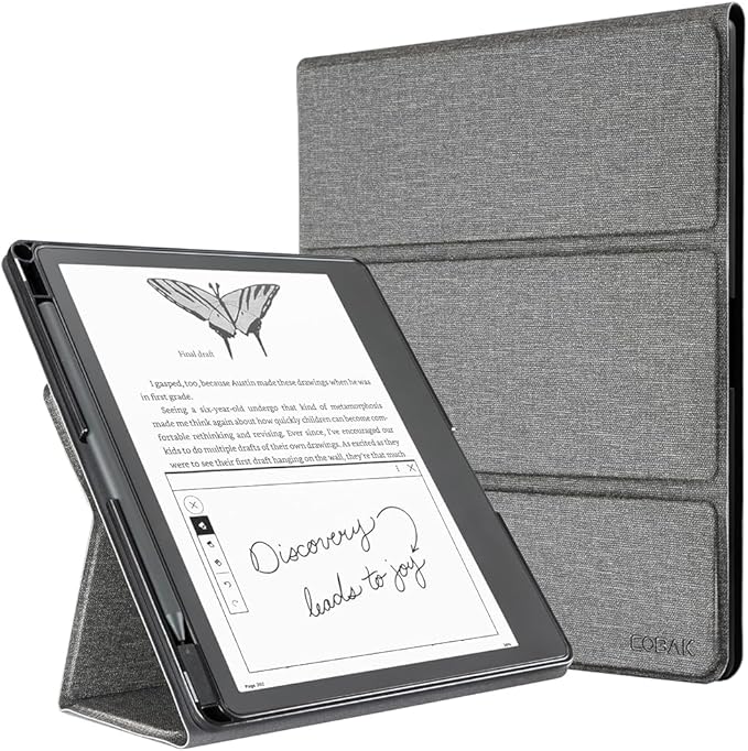 CoBak Stand Case for Kindle Scribe - Premium Folio Leather Cover with Pen Holder, Auto Sleep/Wake - Compatible with 10.2 Inch Kindle Scribe (2022/2024 Release)