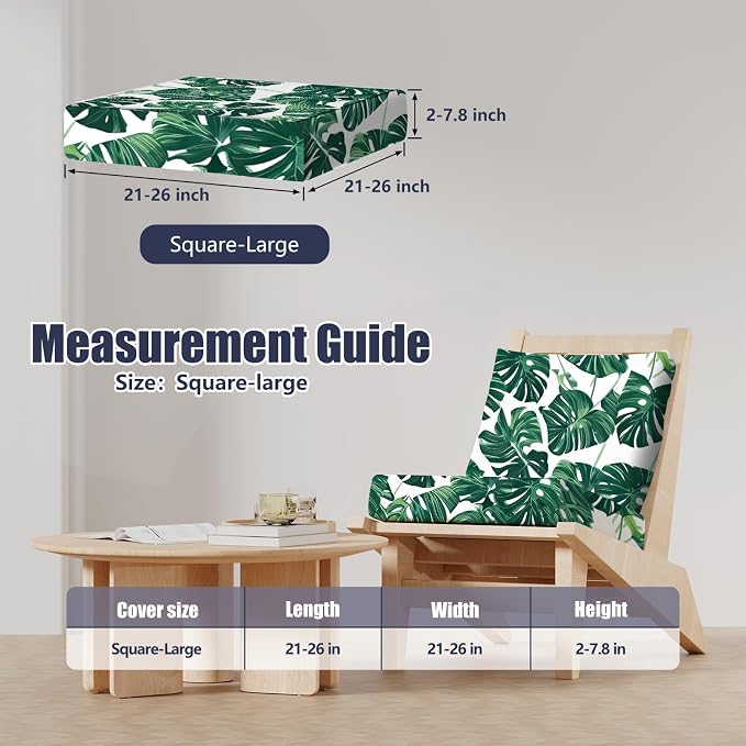 8Pcs Stretch Patio Cushion Covers, Outdoor Couch & Sofa Replacement Slipcovers for Patio Furniture Cushion Covers, Washable Reusable Furniture Protector