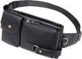NIUCUNZH Cowhide Waist Fanny Pack-Genuine Leather and Slim with Adjustable Waistband Black