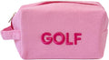 Sassy Caddy Pink Terry Cloth “GOLF” Pouch – Soft Terry Accessory Bag for Women Golfers | Water-Resistant Interior for Sunscreen & Makeup | Stylish Golf Gift for Ladies