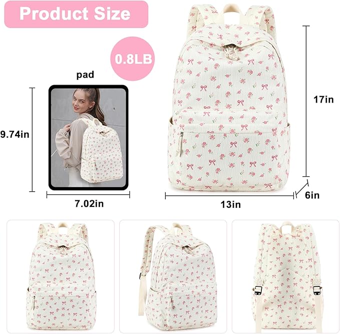 Bluboon School Backpack for Teen Girls Bookbags Elementary High School Corduroy Laptop Bags Women Travel Daypacks