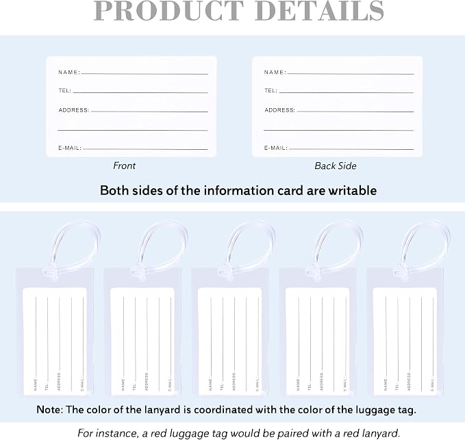 30 Pack Luggage Tags for Suitcases, Airplane Travel Essentials for Flying, International Travel Must Haves, and Luggage Accessories by Sodsay
