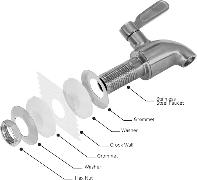 Geo Sports Porcelain Ceramic Crock Water Dispenser, Stainless Steel Faucet, Valve and Lid Included. Fits 3 to 5 Gallon Jugs. (Solid White)