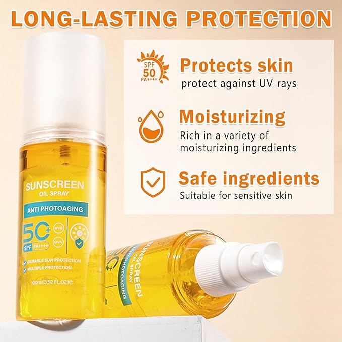 Sunscreen Oil Body Sunscreen Spray Spf 50 Hydration Glow Mist Lightweight Spf Body Oil,Refreshing Spray,Suitable for All Skin Types
