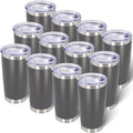 AIANJI 20oz Tumbler Bulk Stainless Steel Tumblers with Lid Vacuum Insulated Double Wall Travel Coffee Mug Powder Coated Tumbler Cup for Hot and Cold Drinks(Grey, 12 pack)