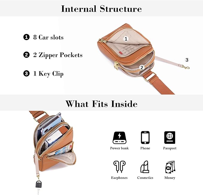 INICAT RFID Blocking Sling Bag, Anti Theft Crossbody Bag for Women Compact Travel Purses Vegan Leather