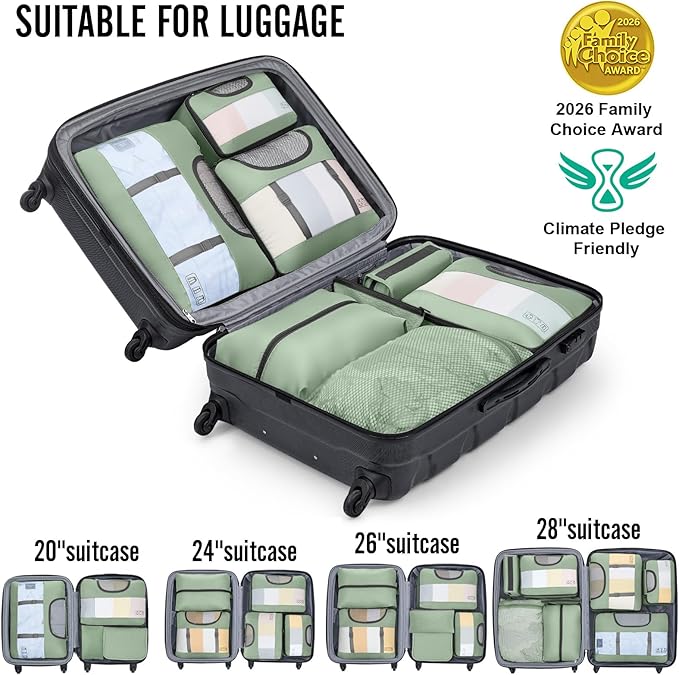 Veken 10 Set Packing Cubes for Travel Essentials, Suitcase Organizer Bags in 4 Sizes, Carry-On Luggage Accessories with Large Laundry Bag & Passport Holder, Must-Have for Airplane, Road Trip & Camping