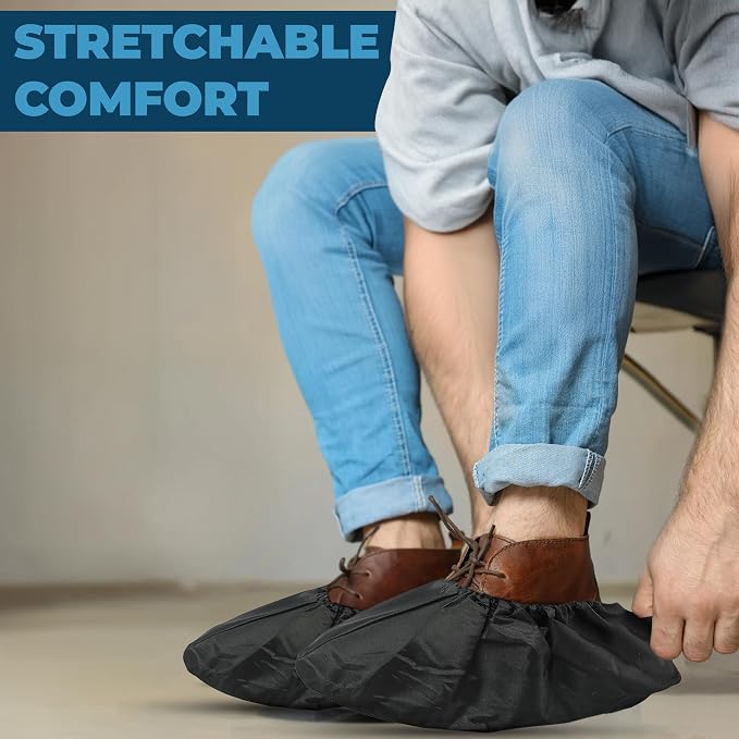 Blue Shoe Guys Reusable Waterproof Shoe Covers – 4 Pack (2 Pairs) – Rain Boot Covers for Men & Women – Durable, Washable, Non-Slip Overshoes for Indoor & Outdoor Protection