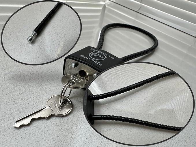 Cable Gun Locks with Keys Hunting Sports- Keyed Alike 15" Cable Gun Safe Lock CA DOJ Approved for Pistols, Handguns, Rifles, and Shotguns, Home, Storage Firearm Locking and Safety