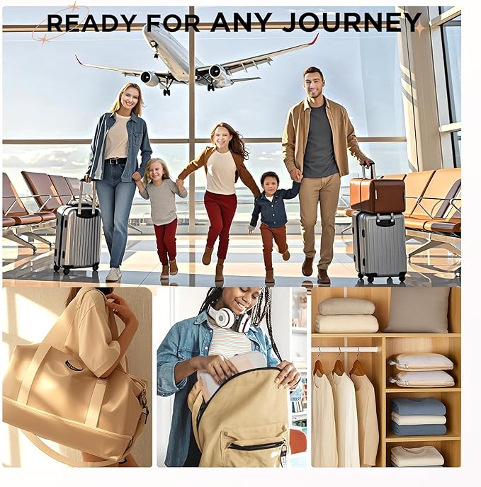 2 Set Compression Packing Cubes for Travel Essentials,Compressible Expandable Packing Cubes for Suitcase,OlarHike Luggage Garment Bags for Travel,Handy Helper for Organizing Clothes(Beige)