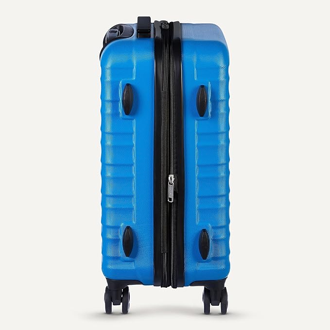 Amazon Basics 21" Hardside Carry-On Luggage with Expandable Space, Scratch-Resistant Surface, Telescoping Handle, Four Multi-directional Wheels, Light Blue