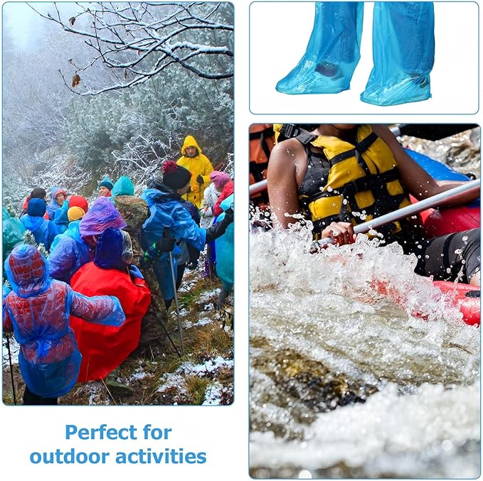 SATINIOR 40 Pieces/ 20 Pairs Disposable Boot Covers Long Plastic Waterproof Shoes Cover Over the Knee for Men Women Outdoor Rain and Snow
