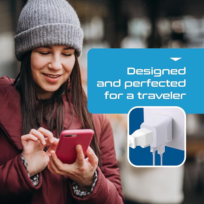 Ceptics Schuko, Germany, France, Spain Travel Adapter Plug with USB-A+USB-C- Usa Input Type E/F - Ultra Compact Perfect for Cell Phones, Laptop, Camera Chargers, iWatch, iPad, iPhone and More (CTU-9)