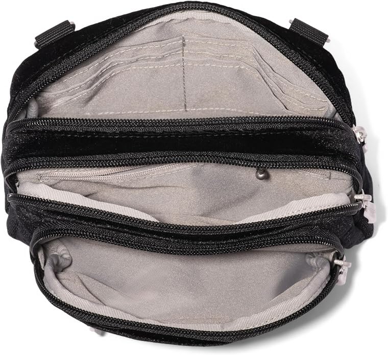 Baggallini Triple Zip Small Crossbody Bag for Women - Lightweight Convertible Fanny Pack Belt Bag