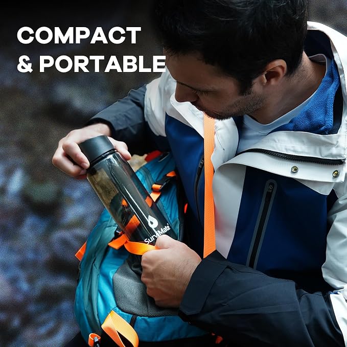 Survimate 5-Stage 0.01μm Ultra-Filtration Filtered Water Bottle, BPA-Free Material, NSF/ANSI 42 Certified, Portable Water Filter Bottle for Survival, Camping, Hiking, and Emergency Use