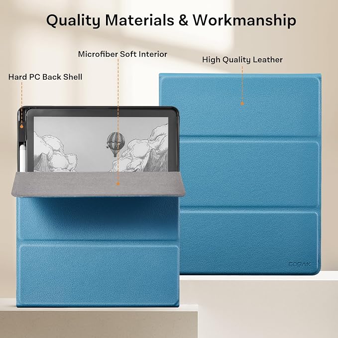 CoBak Case for 11" Kindle Scribe 3rd Generation 2025, Kindle Scribe Colorsoft with Two Viewing Angles - All New PU Leather Cover with Auto Sleep Wake, Pen Holder. Royal Blue