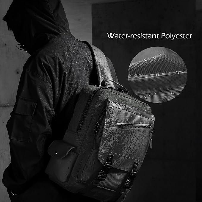 Leaper Anti-Theft Crossbody Sling Bag：one-handed quick-open lock in 3 seconds & hidden zippered pockets for Travel, Work & Daily Commute, DarkBlue