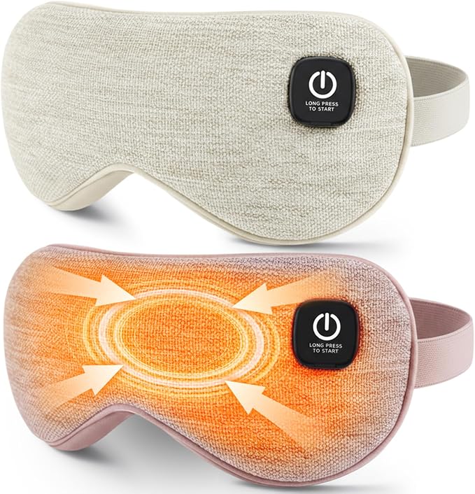 Cordless Heated Eye Mask with 1500mAh Large Battery, 4 Heat Levels & 100% Blackout for Dry Eyes Relief, Fast Heating Eye Heating Pad with 2 Washable Covers for Sleep, Travel, MGD, Blepharitis