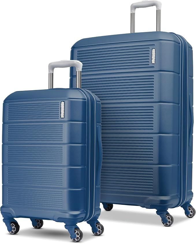 American Tourister Stratum 2.0 Expandable Hardside Luggage with Spinner Wheels, 2-Piece Set 20/28, Blue