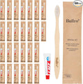 Bamboo Disposable Toothbrush Kit (100 Pack) with 6g Toothpaste - 100% Natural Biodegradable - Individually Wrapped Disposable Amenities for Hotel, Airbnb, Travel, Camping, Homeless & Guest Use