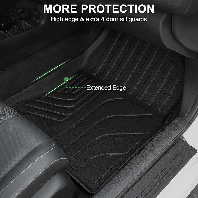 Floor Mats for 2016-2021 Honda Civic Sedan/Coupe/Type R/Insight, 2017-2021 Hatchback, TPE All Weather Durable Floor Liners Door Sill Guards for Honda Civic