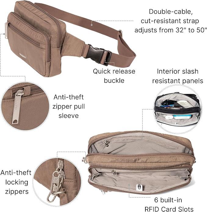 Baggallini Securtex Anti-Theft Belt Bag