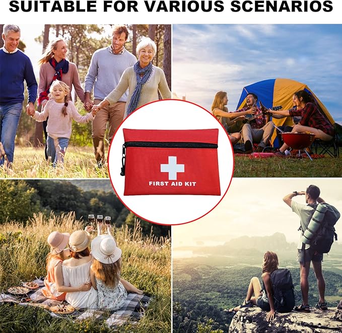 AOUTACC 12pcs Mini First Aid Kit Empty Bag, Travel Empty First Aid Kit Pouch with Zippered for Emergency at Home, Office, Car, Outdoors, Boat, Camping, Hiking(Bag Only)