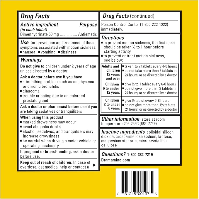 Dramamine Motion Sickness Family Pack | kid's Chewable Tablets & Original Formula