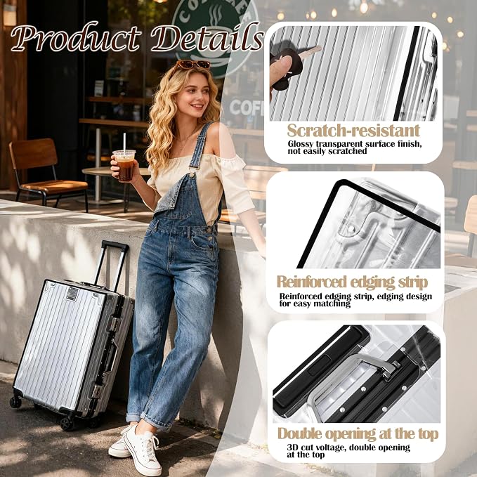 3 PCS Clear Suitcase Covers for Luggage, 20" 24" 28" Luggage Protector Suitcase Cover TSA Approved Waterproof Transparent PVC Protector (20"+24"+28")