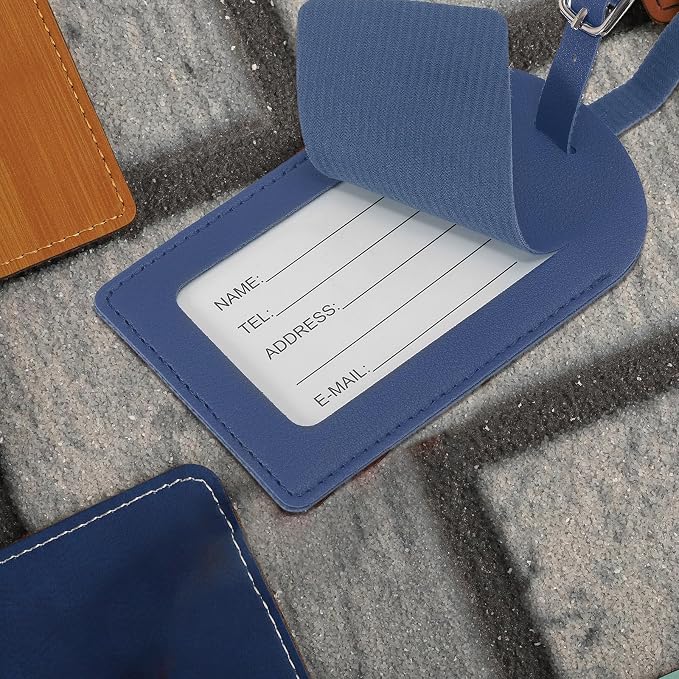 PATIKIL Leather Luggage Tag, 30 Pcs Luggage Tags Pu Bag Tags for Suitcases Airplane Travel Essentials, Dark Blue