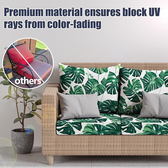 8Pcs Stretch Patio Cushion Covers, Outdoor Couch & Sofa Replacement Slipcovers for Patio Furniture Cushion Covers, Washable Reusable Furniture Protector