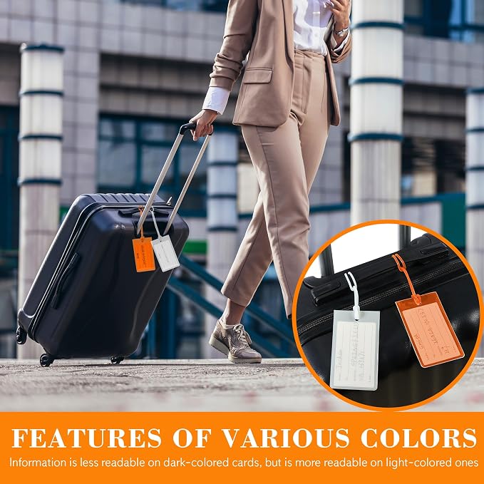50 Pack Luggage Tags for Suitcases, Airplane Travel Essentials for Flying, International Travel Must Haves, and Luggage Accessories by Sodsay