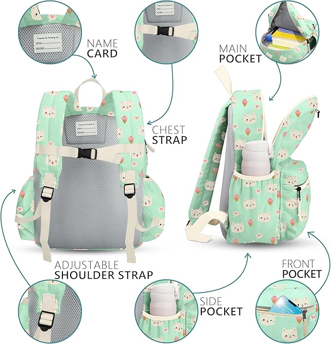 atgark Corduroy Toddler Backpack for Girls 2-5: Preschool Backpack for Girls
