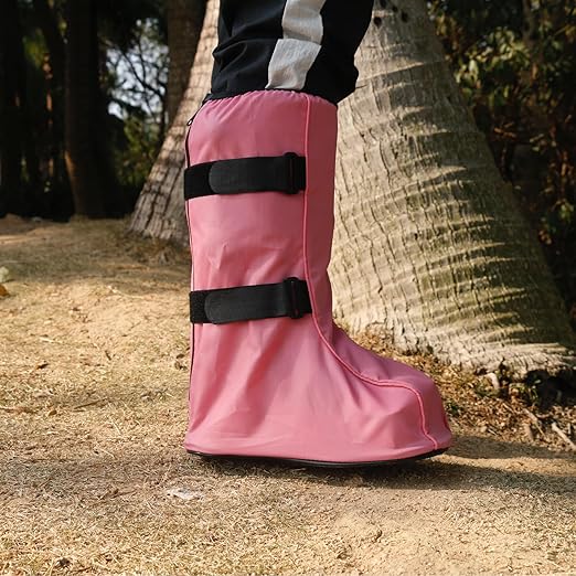 Walking Boot Cover for Medical Fracture Cast Pink Tall, Large | Water Resistant Slip Resistant Rubber Sole Easy On and Off Snug Fit