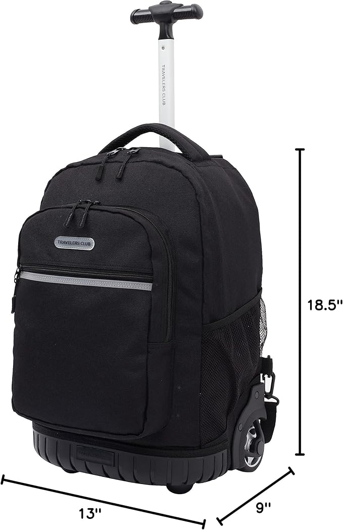 Travelers Club 18" Rolling Backpack with Shoulder Straps, Black