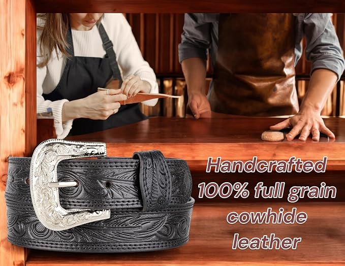 F&L CLASSIC mens Western full grain Leather belt Strap w/Snaps for Interchangeable Buckles, USA,