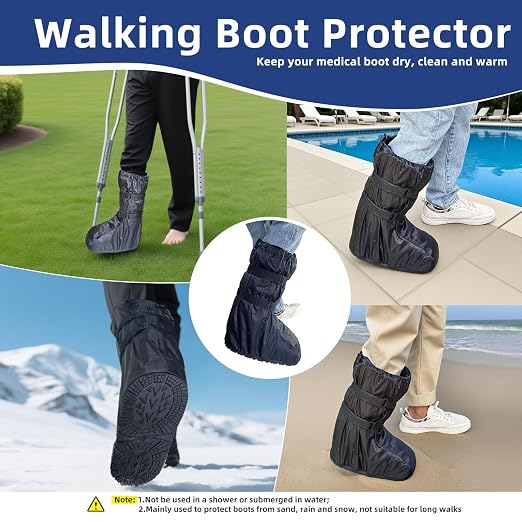 Waterproof Boot Cover for Medical and Orthopedic Boots, Heavy-Duty Non-Slip Sole, Reusable Shoe Protector for Rain, Snow, Beach, Garden, Indoor & Outdoor Use(Medium)