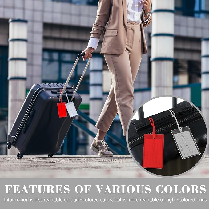 50 Pack Luggage Tags for Suitcases, Airplane Travel Essentials for Flying, International Travel Must Haves, and Luggage Accessories by Sodsay