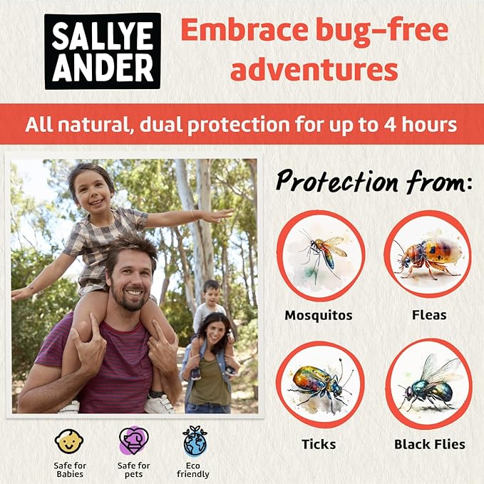 SALLYEANDER No Bite Me Natural Bug & Insect Repellent Lotion - DEET-Free Anti-Itch Cream - Safe for Kids, Infants & Adults - Repels Mosquitoes, Black Flies, and Fleas - Made in USA, 8oz