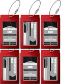 Luggage Tags Business Card Holder by TUFFTAAG - Durable Travel ID Bag Tag, Red, 6 Tags