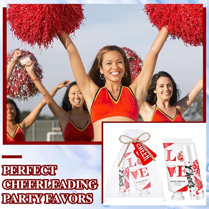 144 Pcs Red Cheer Lip Balm Hand Cream Set Party Favors Cheer Teams Camp Gifts Include 36 Lip Balm 36 Moisturizing Hand Cream 36 Bags 36 Cards and Ropes for Guest Party Supplies Accessories