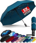 TUMELLA Strongest Windproof Travel Umbrella (Compact, 100MPH Wind-Tested), Light, Portable, One-Handed Use, Automatic Folding Rain Umbrella, Durable, Premium Grip, Fits Car & Backpack